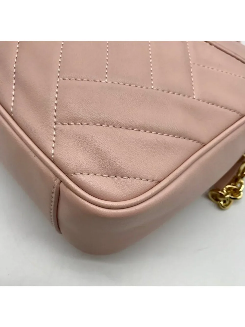 Tory Burch Blush Pink Leather Alexa Stitch Camera Crossbody Bag